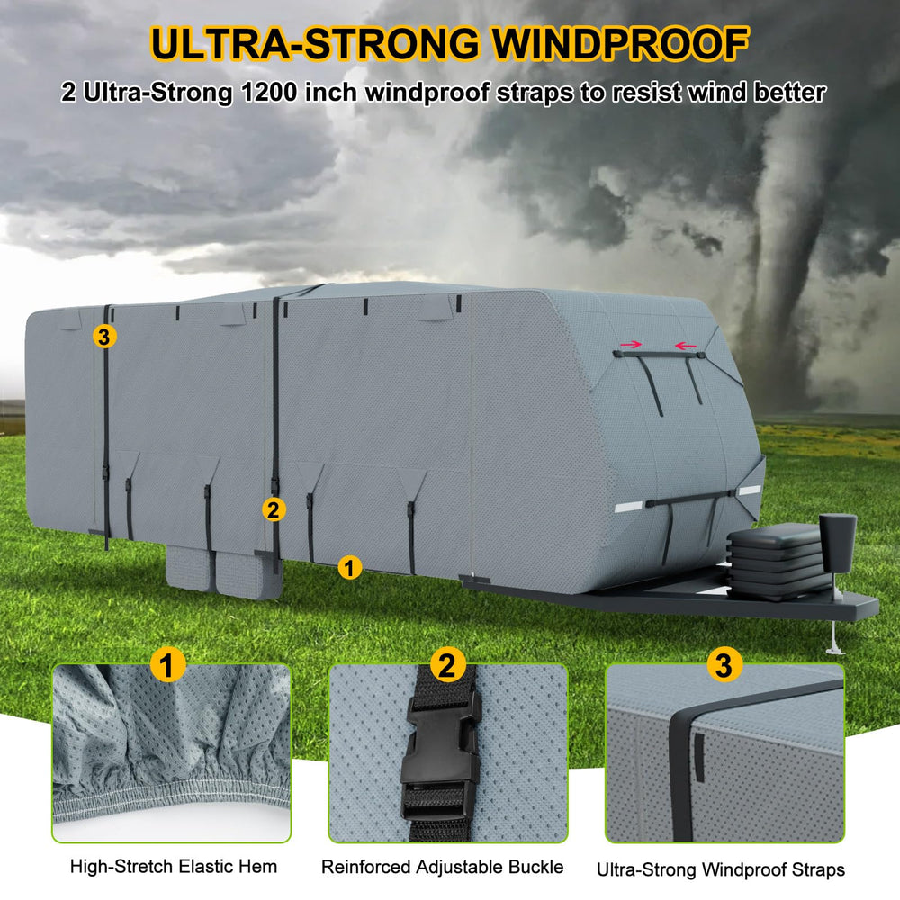 DenForste windproof straps keep the cover secure in wind