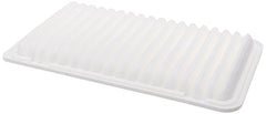 Front view of Denso 143-3003 air filter highlighting compact packaging for easy storage.
