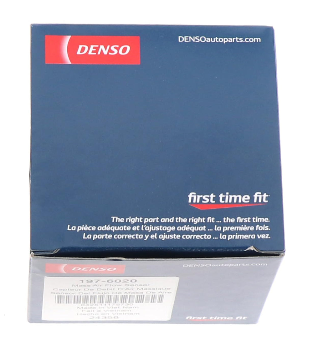 Denso 197-6020 MAF sensor with plug connector aids quick replacement.
