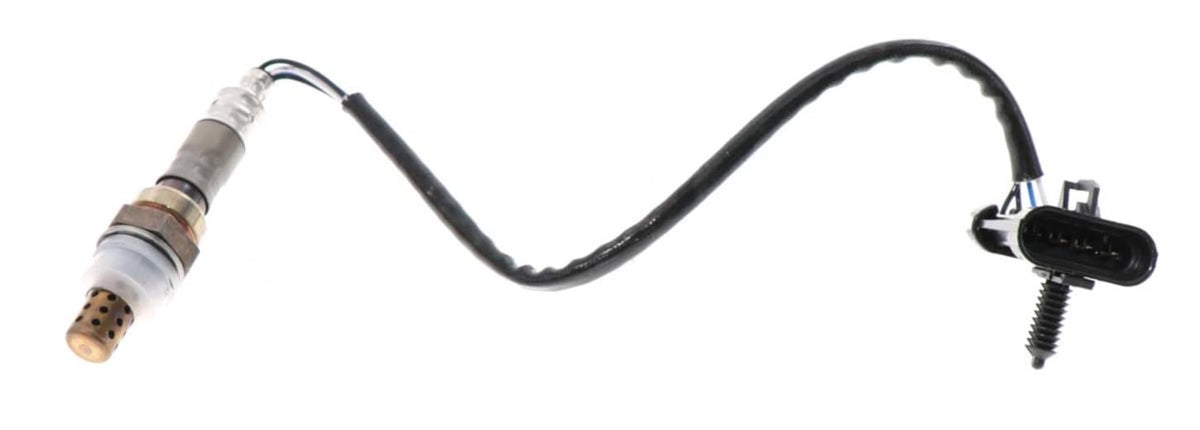 Denso 234-4012 oxygen sensor front view with compact stainless steel body for precise exhaust readings.