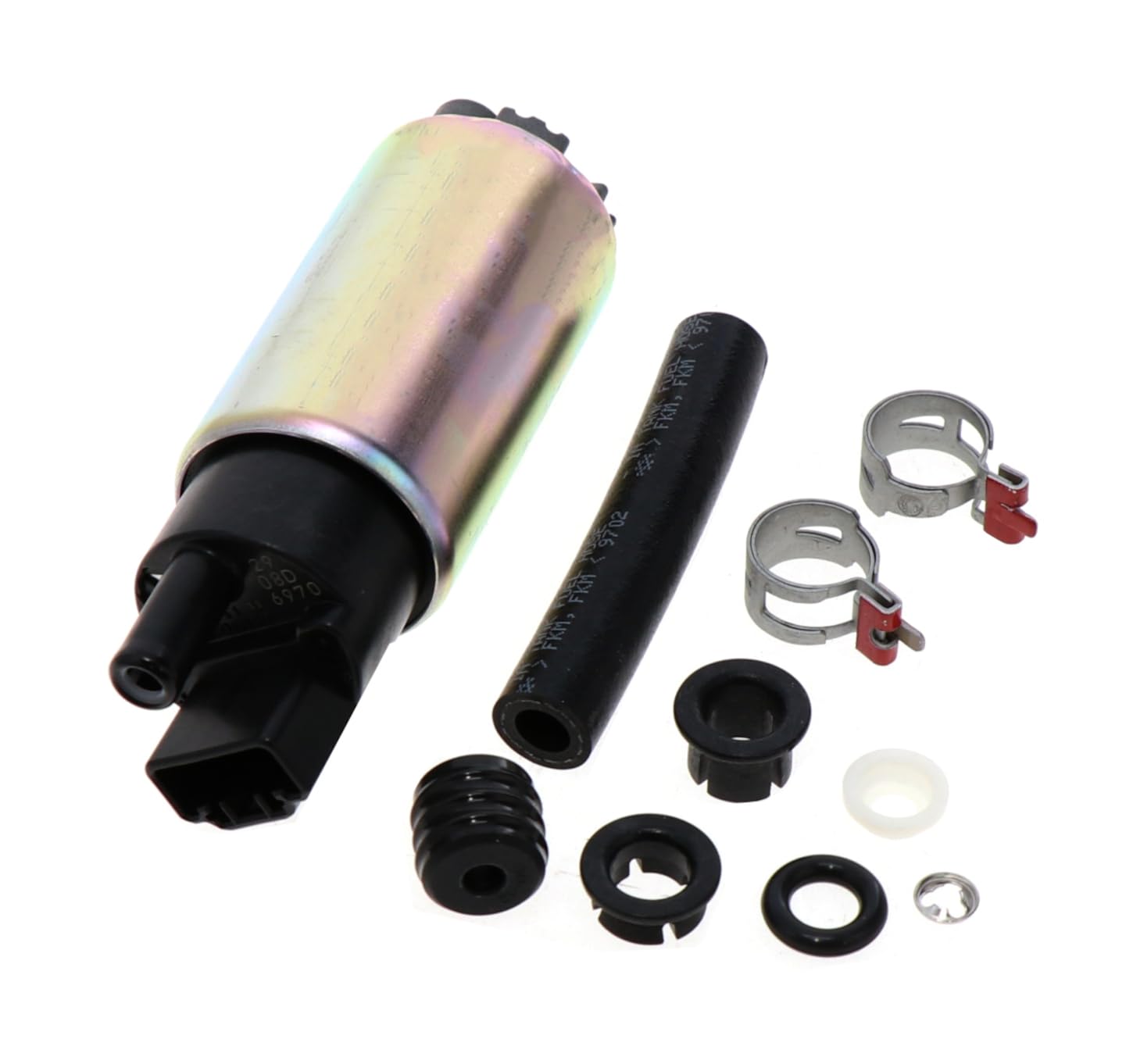 Denso 9510001 fuel pump side view shows compact profile for easy fit