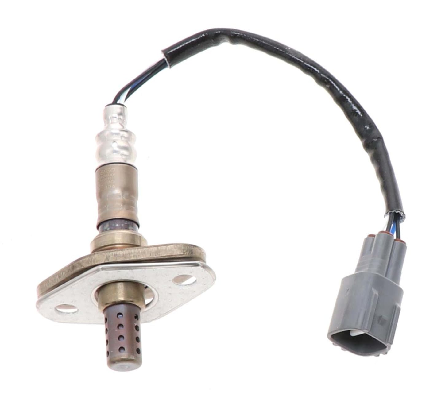Denso 234-4162 oxygen sensor front view with corrosion-resistant stainless steel body.