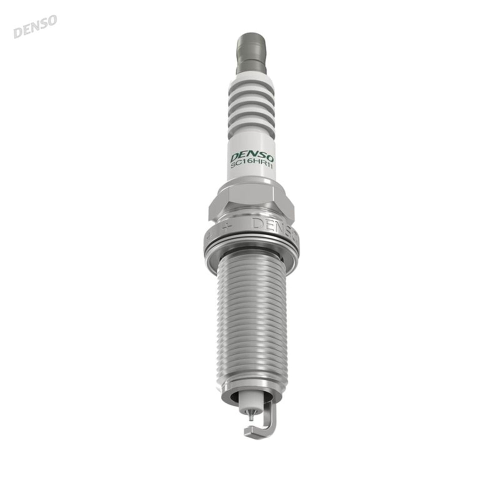 Denso SC16HR11 spark plug installed in a luxury vehicle signals enduring longevity.