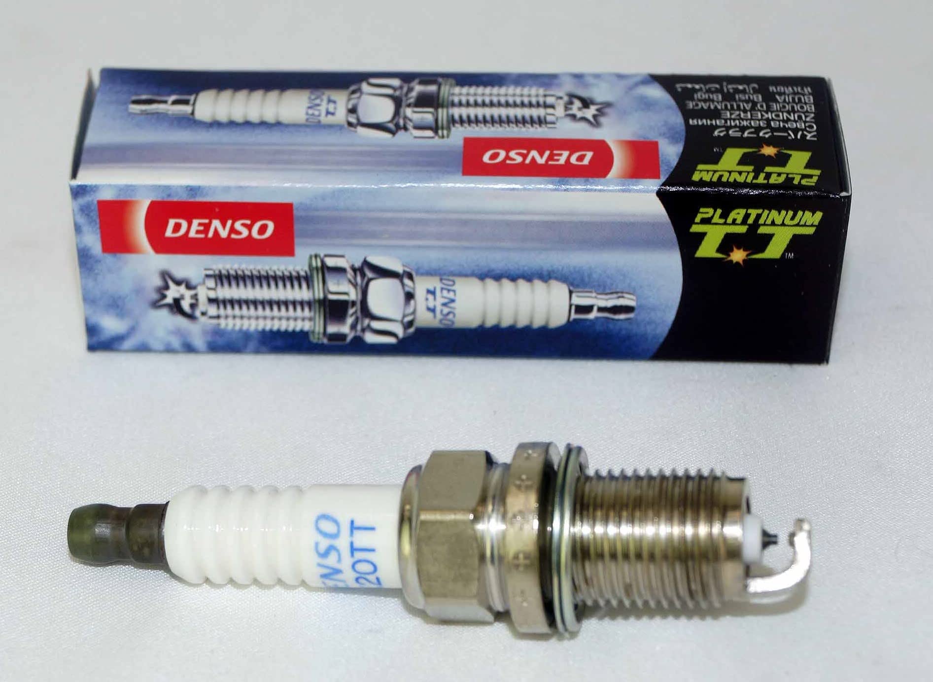 Denso TT center electrode detail highlighting durable platinum tip for ignition