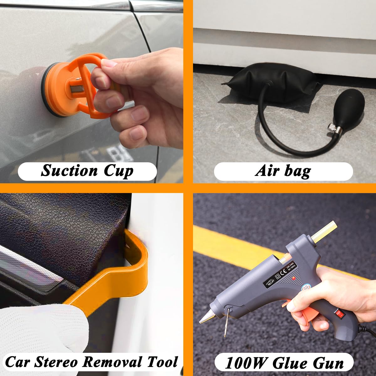 Car door ding repair with the DentWiz kit in action.