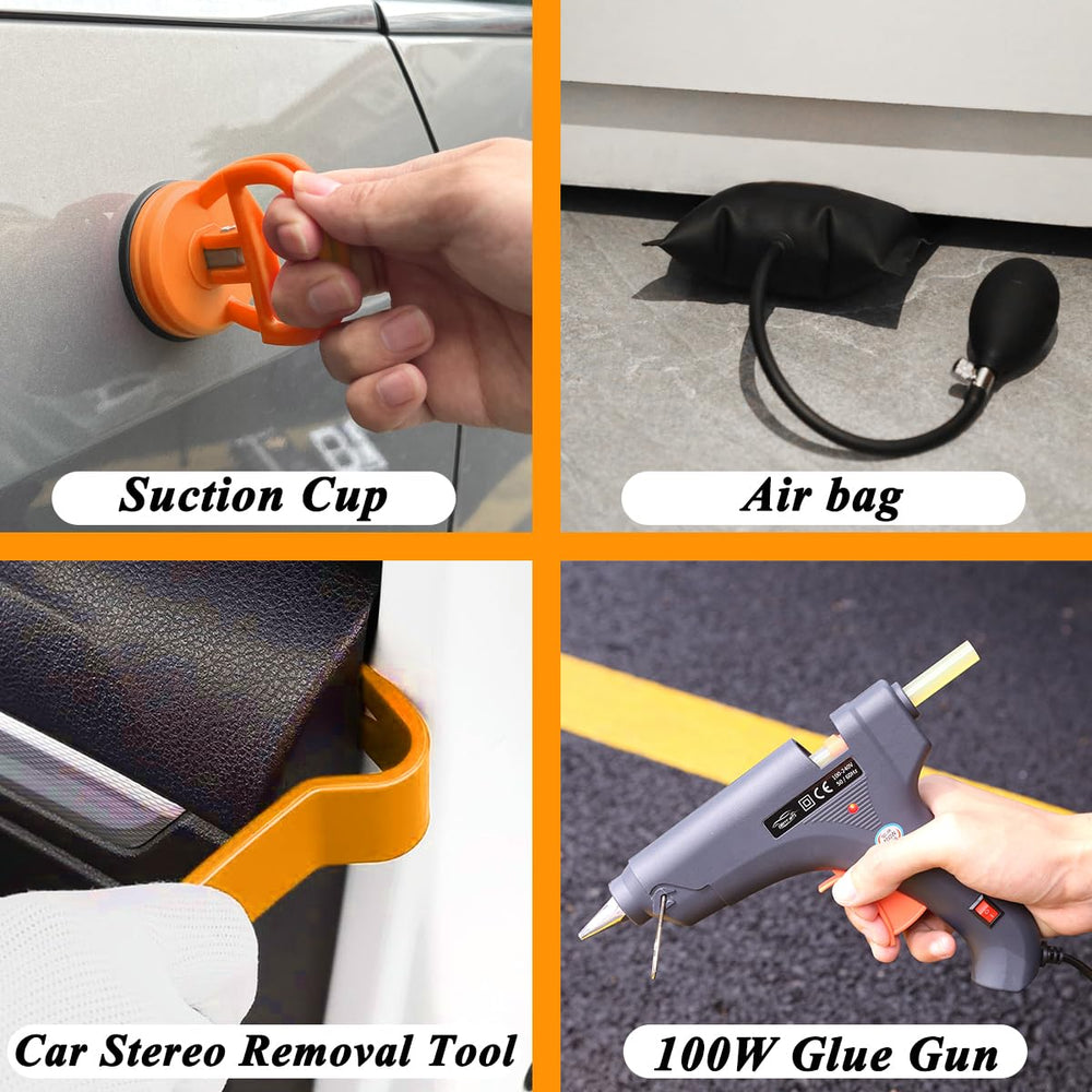 Car door ding repair with the DentWiz kit in action.