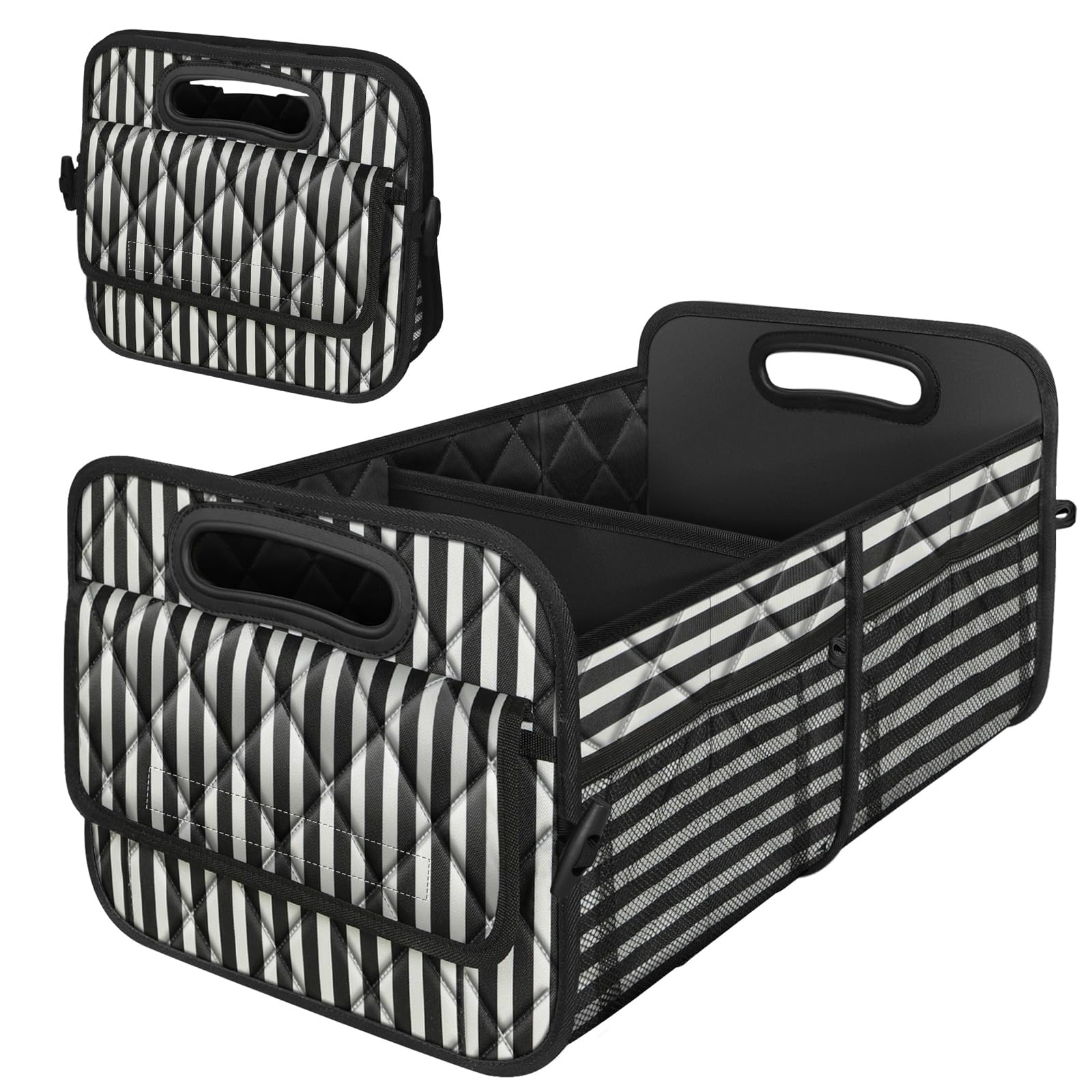 Deosk car trunk organizer with 6 pockets keeps groceries organized on the go.