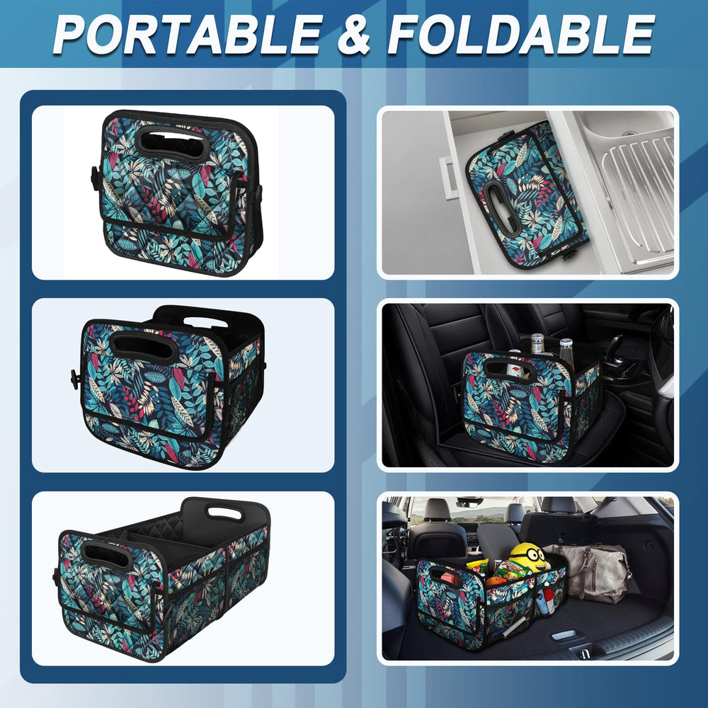 Deosk car trunk organizer demonstrates SUV compatibility for versatile storage.