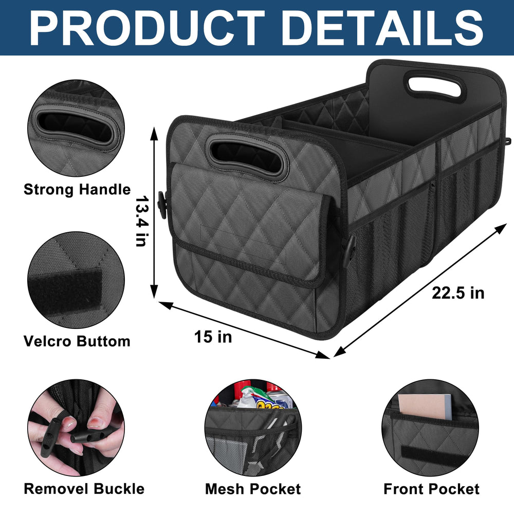 Deosk large trunk organizer suitable for SUVs and trucks with quick-access pockets