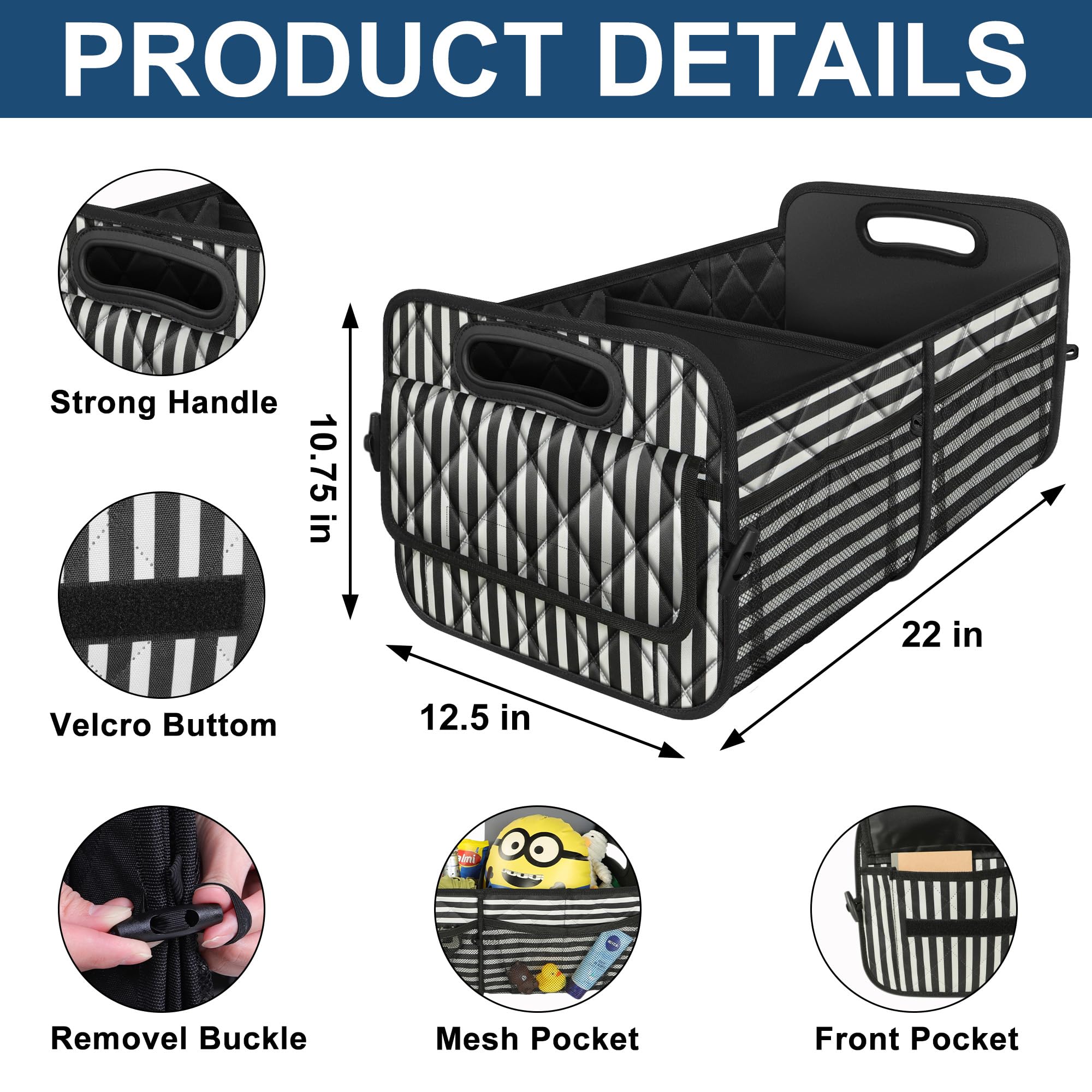 Deosk trunk organizer 3D design with reinforced stitching for durability.