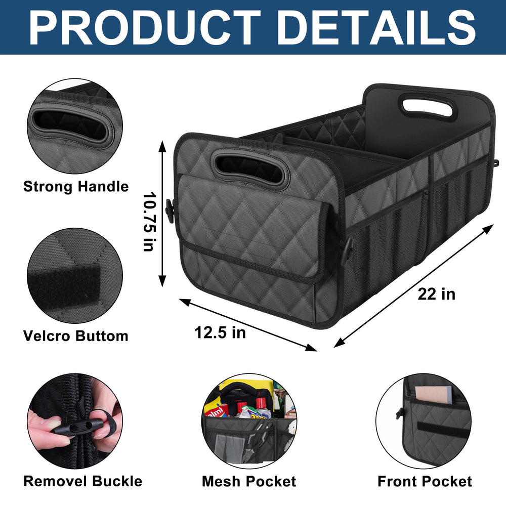 Deosk trunk organizer shows large 50L capacity for storage