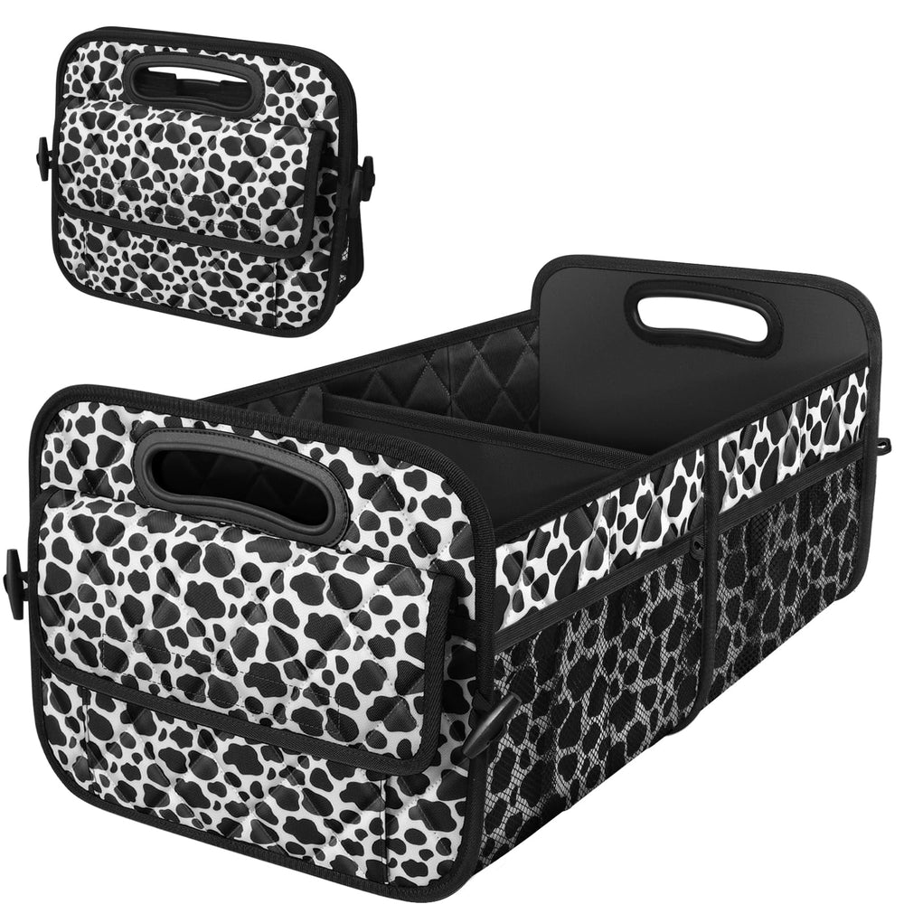 Deosk trunk organizer 50L cow-print pockets for organized cargo in any vehicle