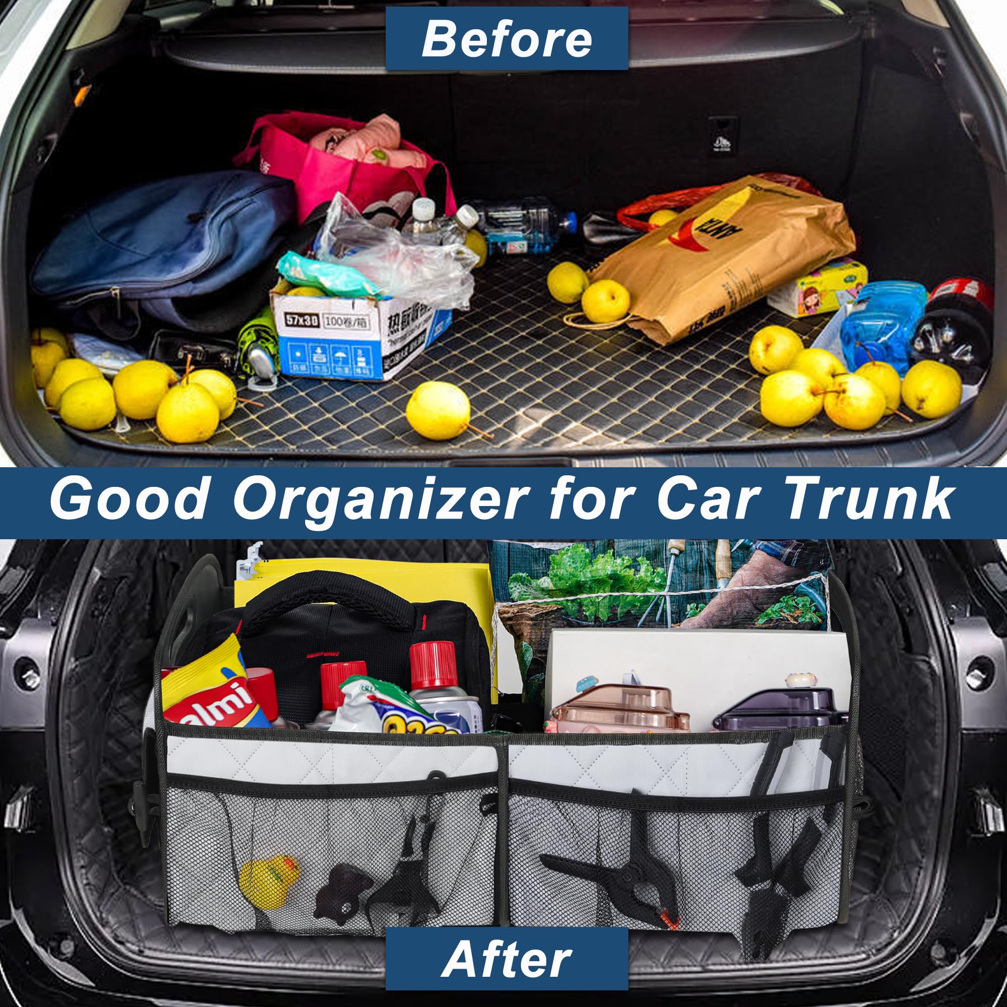 Deosk trunk organizer folded flat for compact storage when not in use.