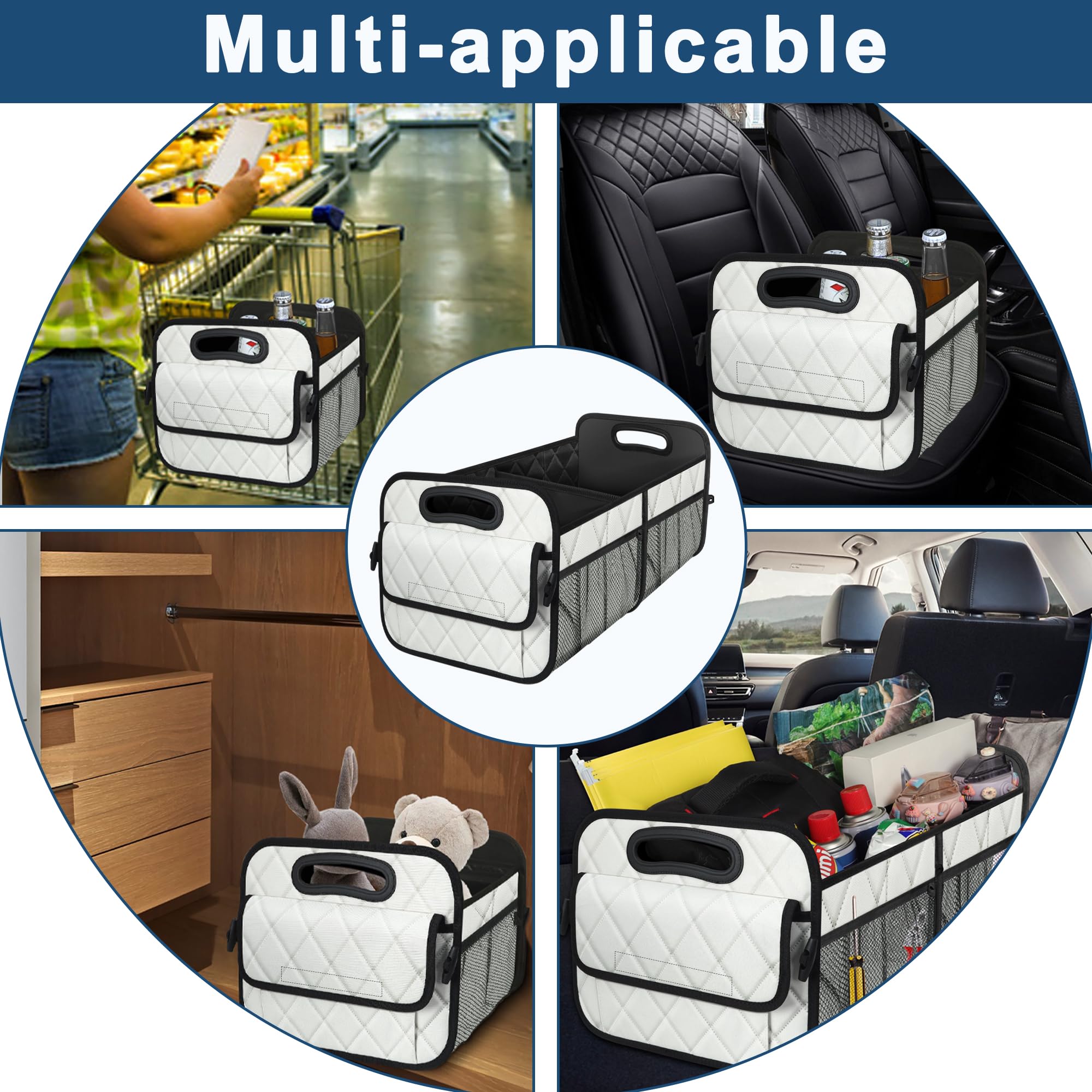 Deosk trunk organizer with grocery setup keeps bags stable during trips.