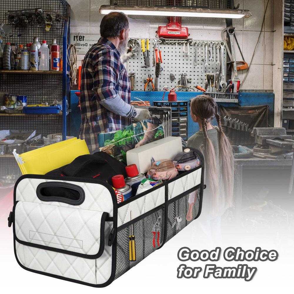 Deosk organizer handles provide sturdy grip for transporting items.