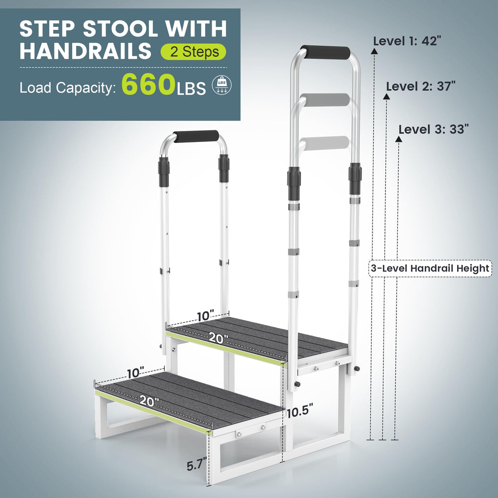 DEPSUNNY 2-step stool wide platform improves balance on uneven surfaces.