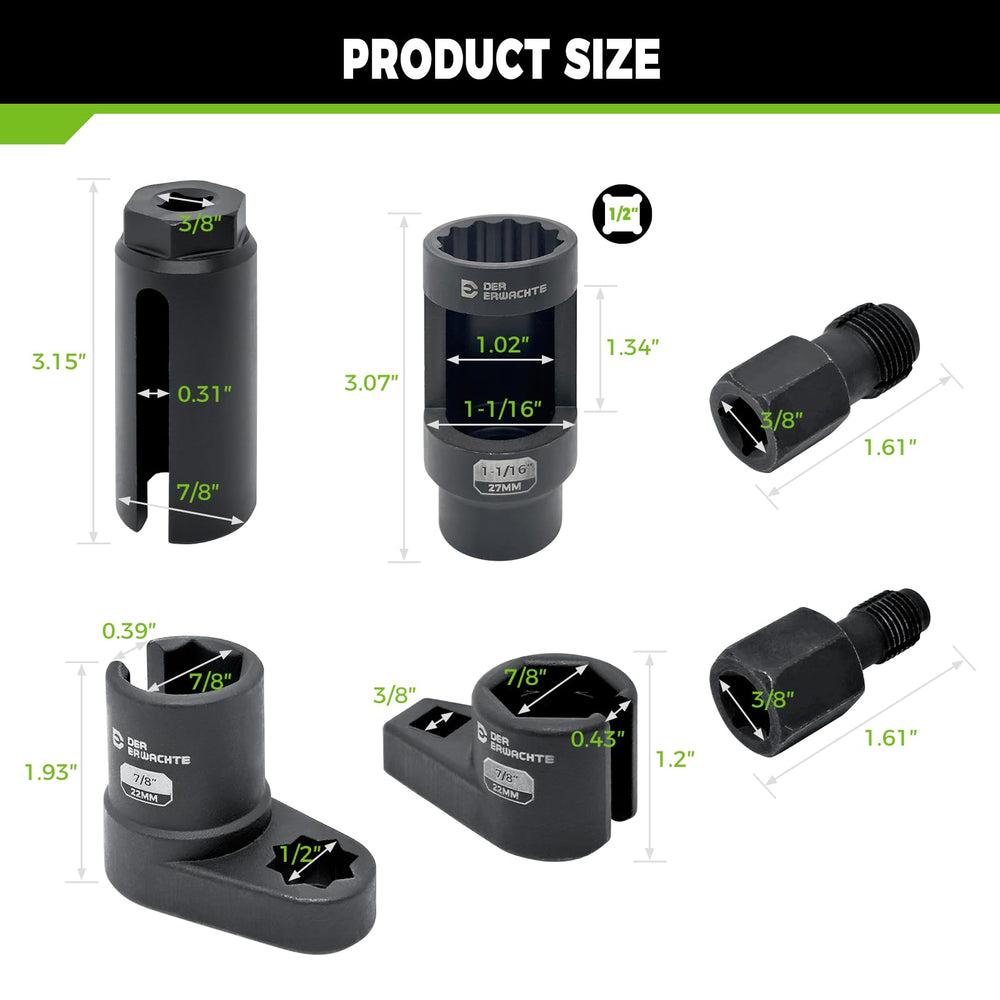 Der Erwachte O2 sensor socket 3/8in offset fits narrow engine spaces.