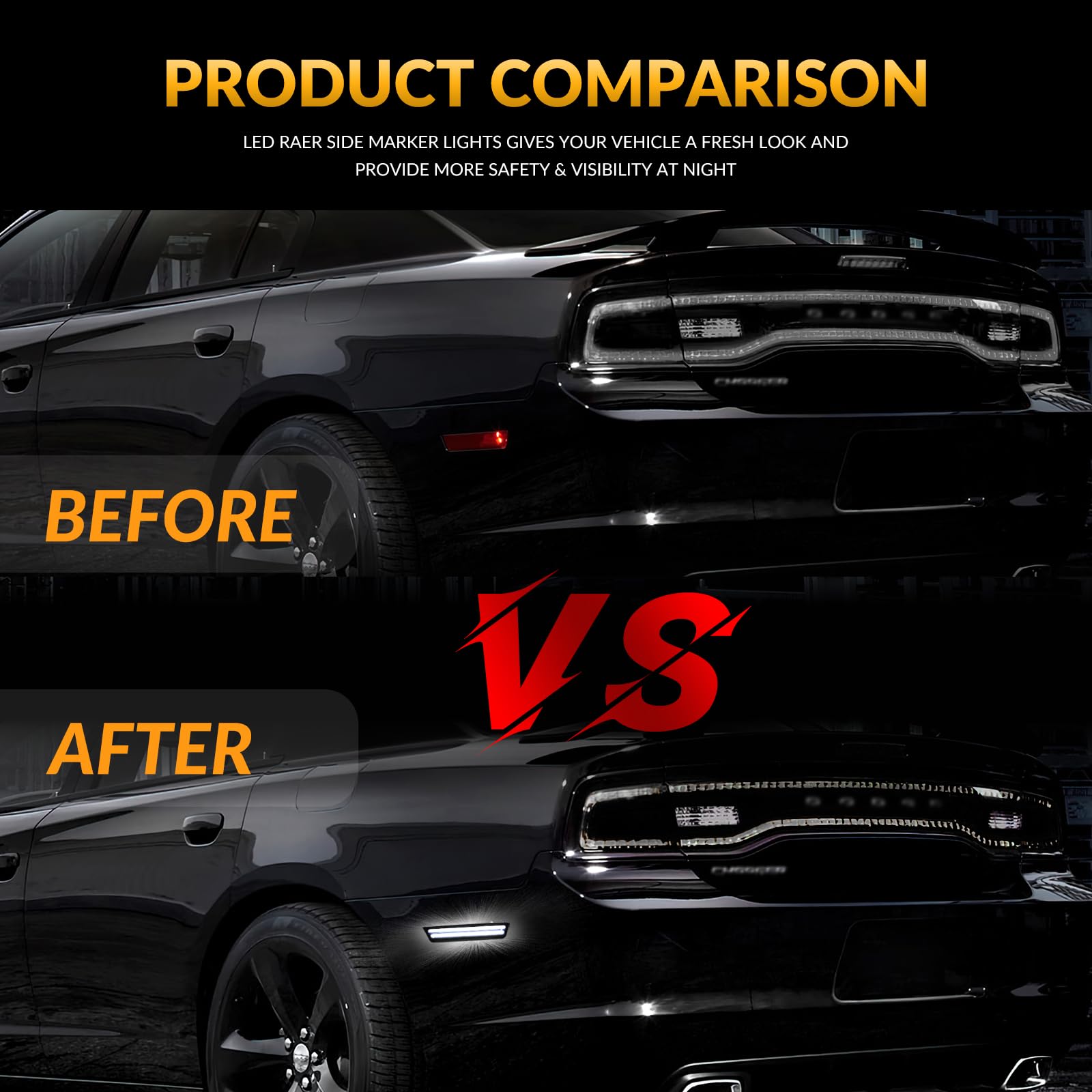 DERMOKA 2-piece set, plug-and-play rear bumper markers for easy upgrade.