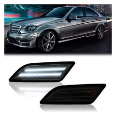 DERMOKA LED side marker with smoked lens for W204 enhances daytime visibility.