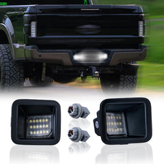 DERMOKA LED license plate light installed on a Ford F-Series for brighter plates