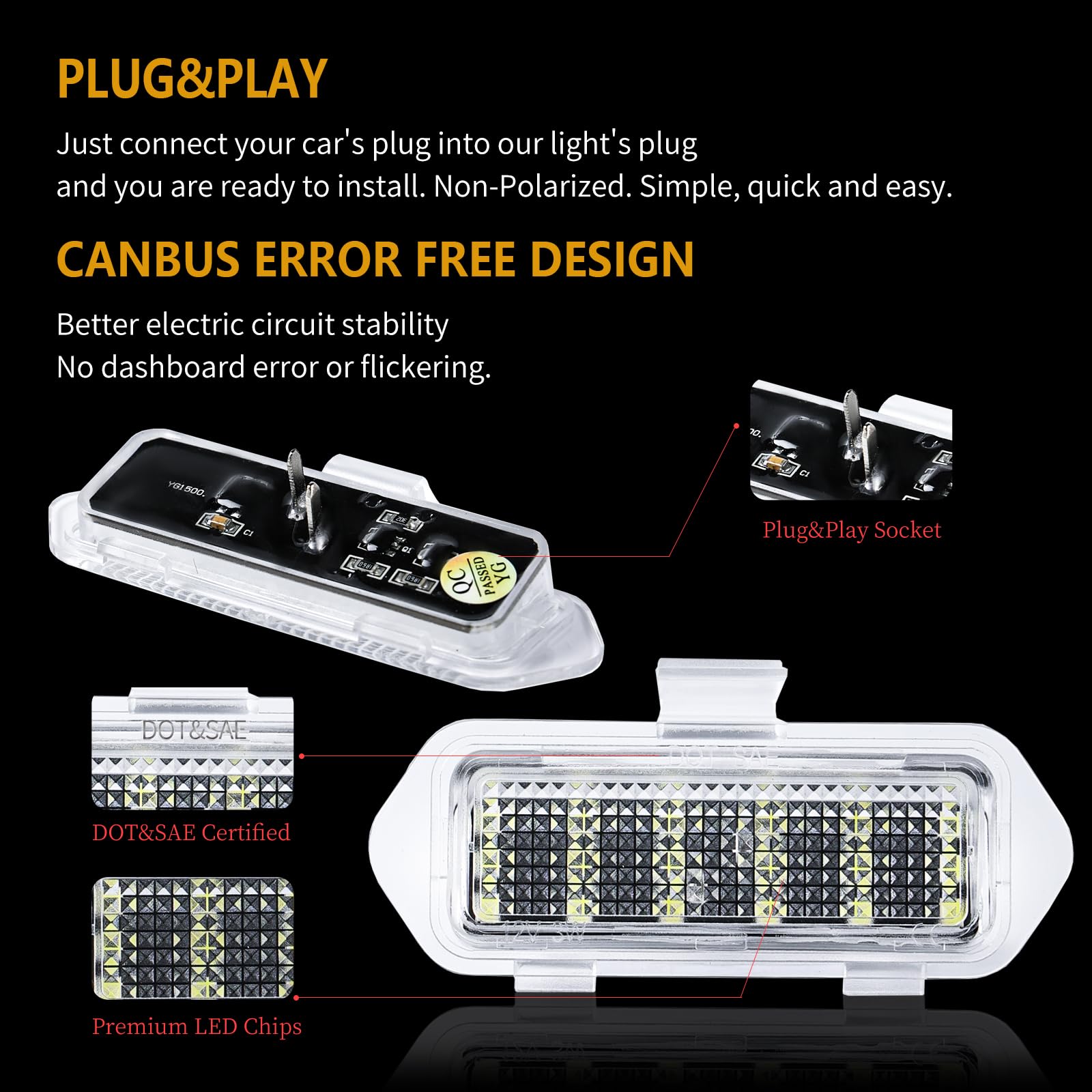 DERMOKA LED puddle light under mirror for Escalade improves nighttime safety