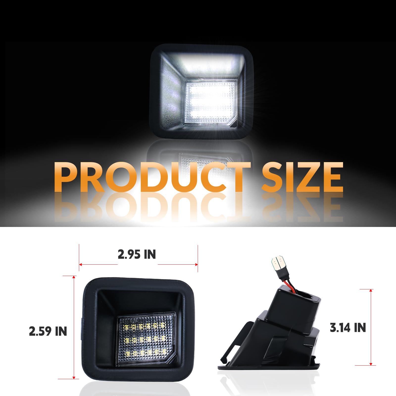 DERMOKA two-pack license plate lights with socket and warranty coverage