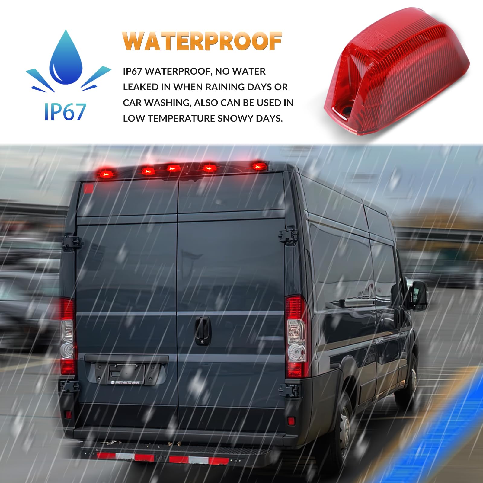 DERMOKA weatherproof housing protects lights from dust and moisture.