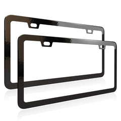 Deselen license frame in thin stainless steel with two holes for secure mounting.