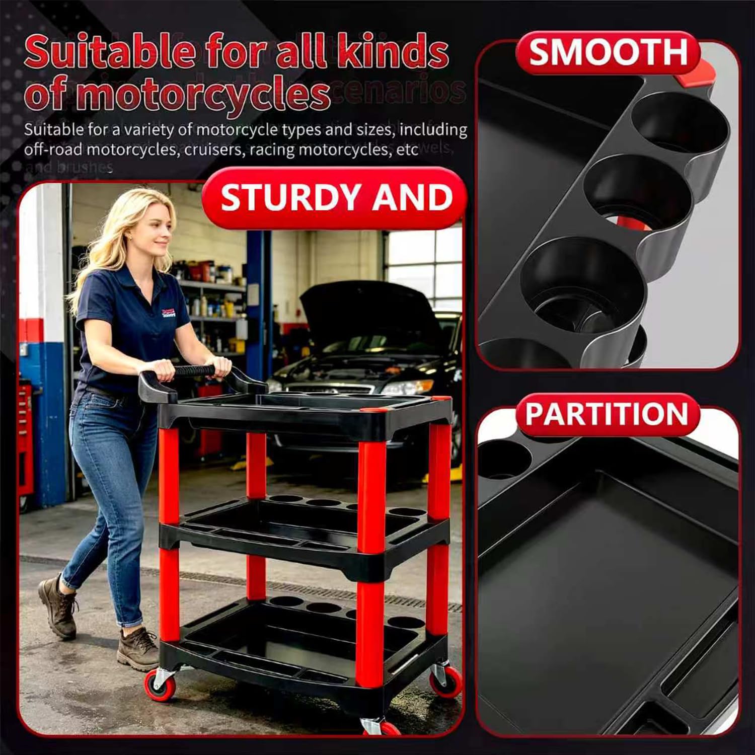 DESEQPT cart measures 23 by 18 by 32 inches for compact storage