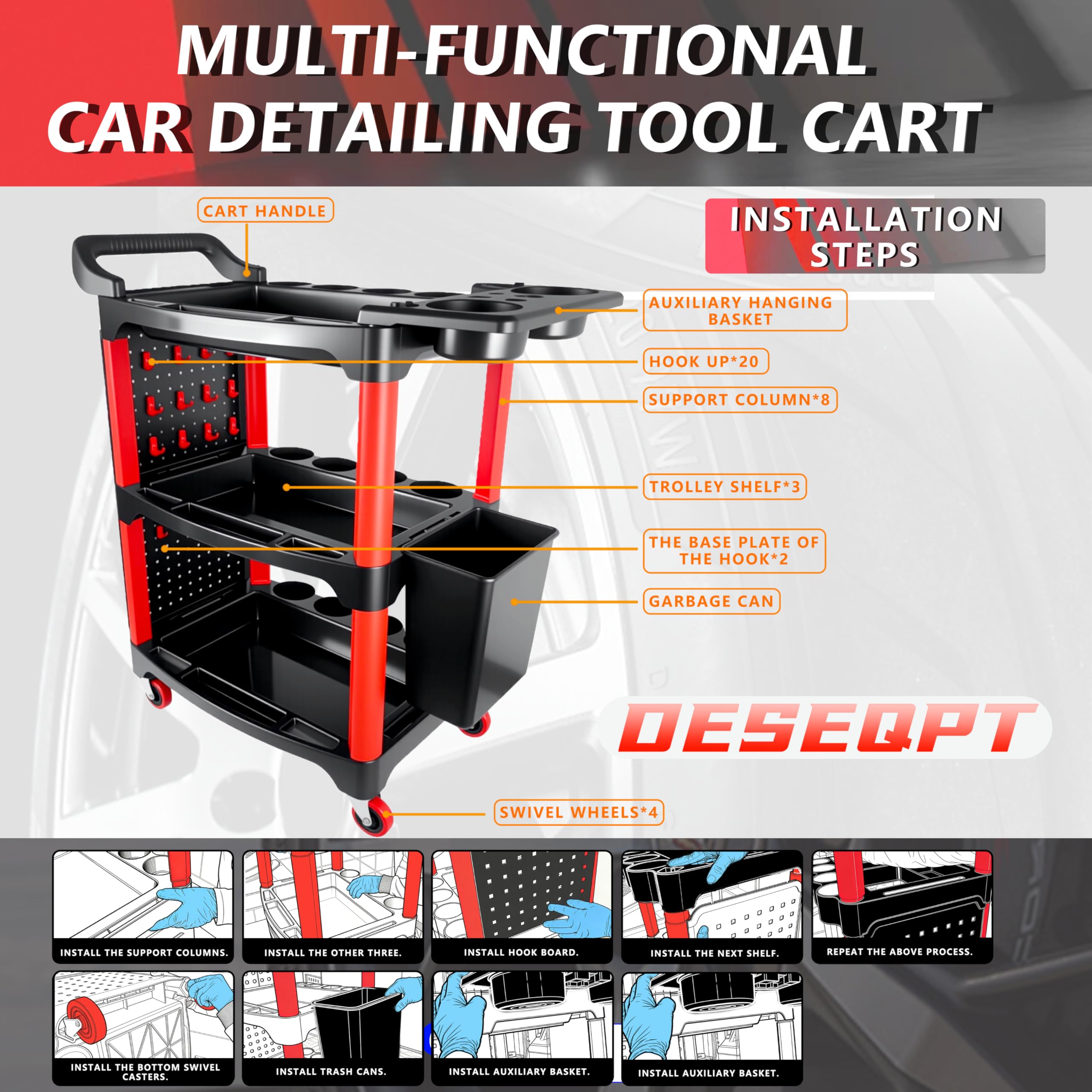 DESEQPT cart spray bottle holders aid organized cleaning