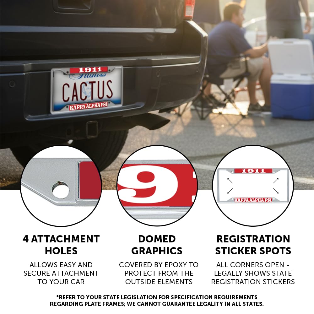 Desert Cactus license plate frame close-up of durable zinc alloy metal.