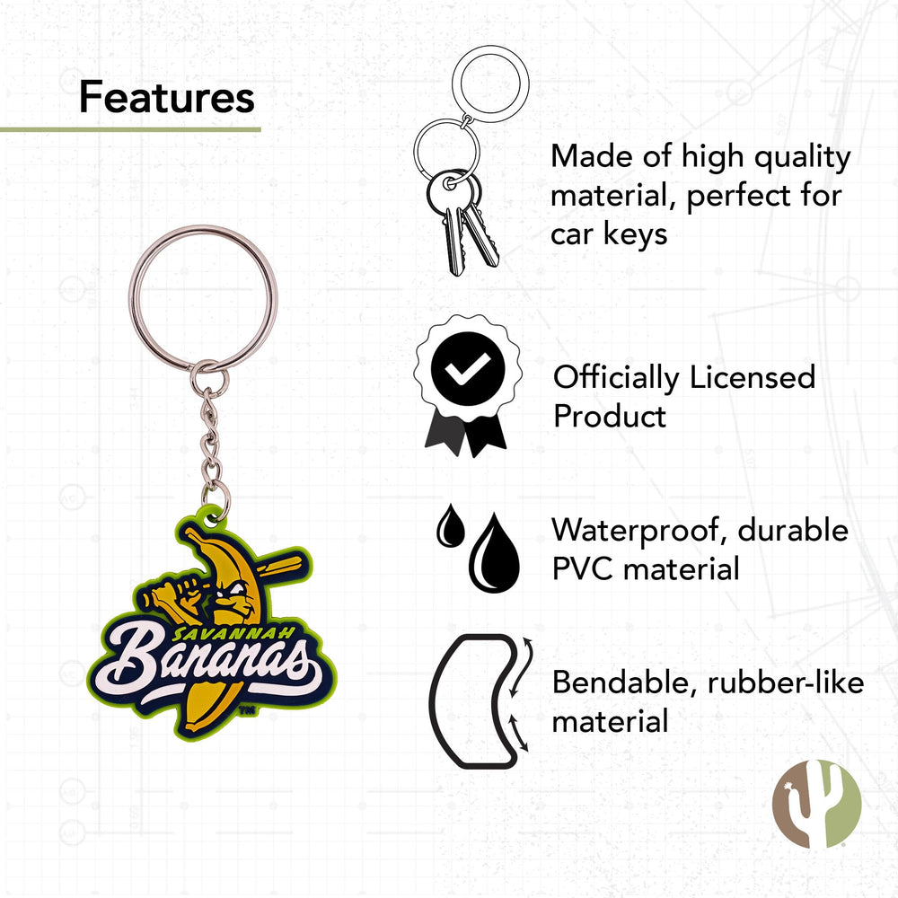 Desert Cactus Savannah Bananas keychain held in hand, easy grab on busy mornings.
