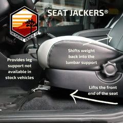 Desert Does It Seat Jackers installed on Toyota seats improve seating position and leg support.