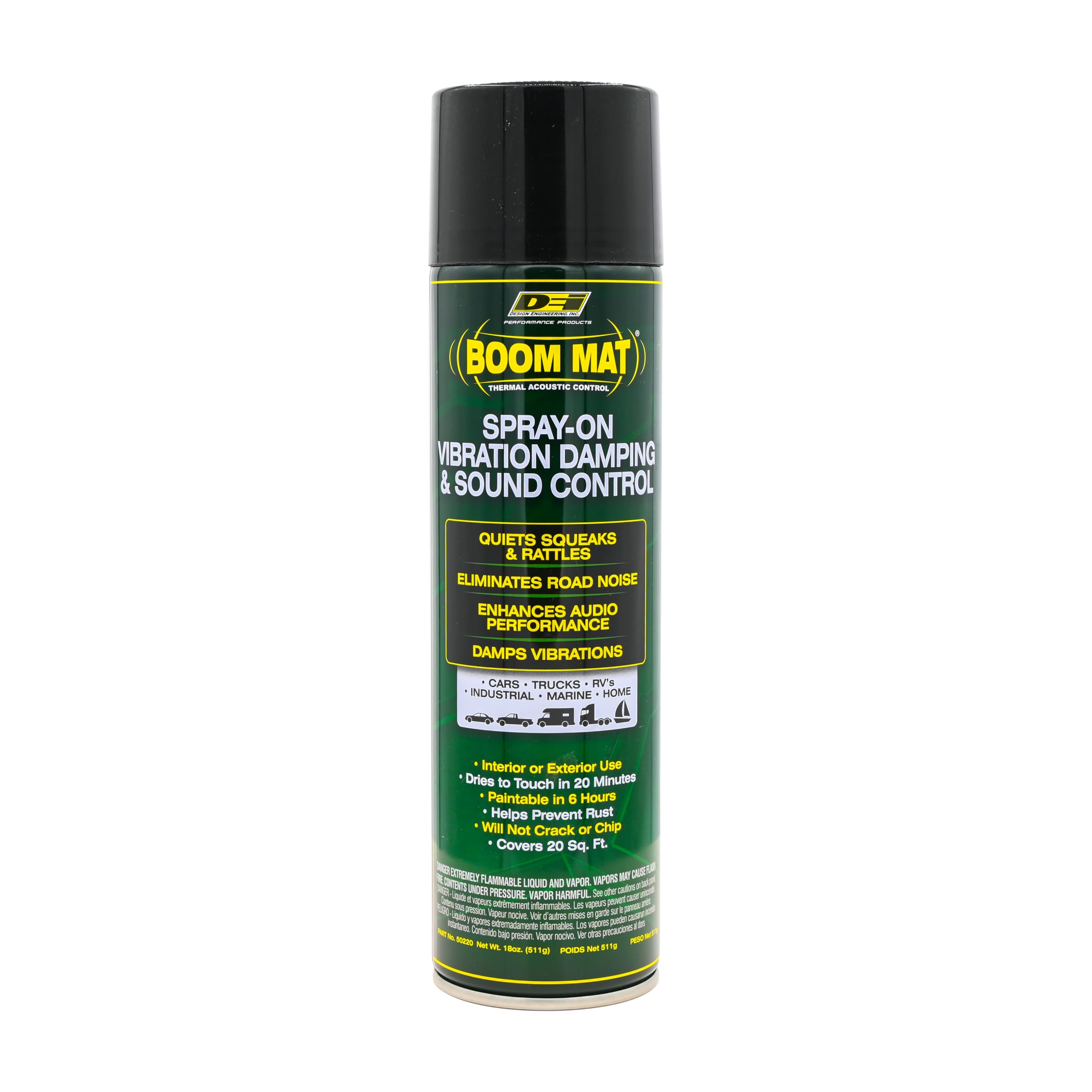 Design Engineering Boom Mat deadening spray can for interior noise reduction.