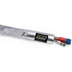 Design Engineering Heat Sheath close-up showing reflective aluminized sleeving for high-heat protection
