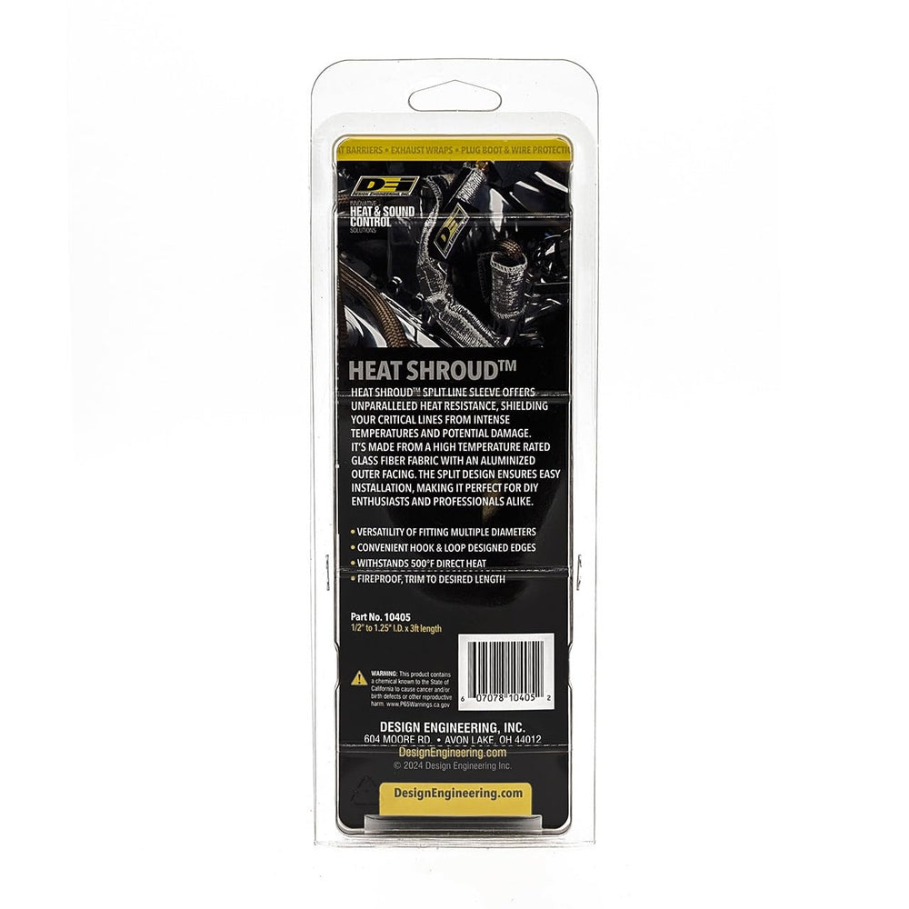 Design Engineering Heat Shroud fits 0.5in to 2.5in I.D. hoses and wiring.