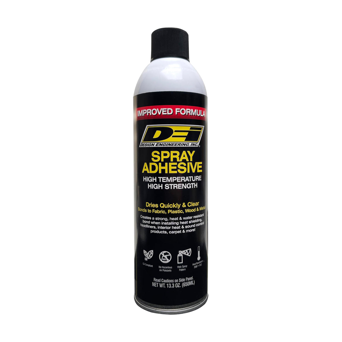 Design Engineering Hi-Temp Spray Adhesive can with nozzle for high-temperature automotive bonding