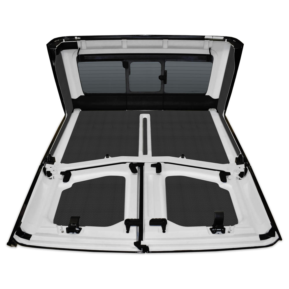 Design Engineering headliner for Jeep Gladiator with four-door fit for a factory-like interior.