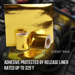 Heat shield on engine using Reflect-A-Gold demonstrates radiant heat reflection.