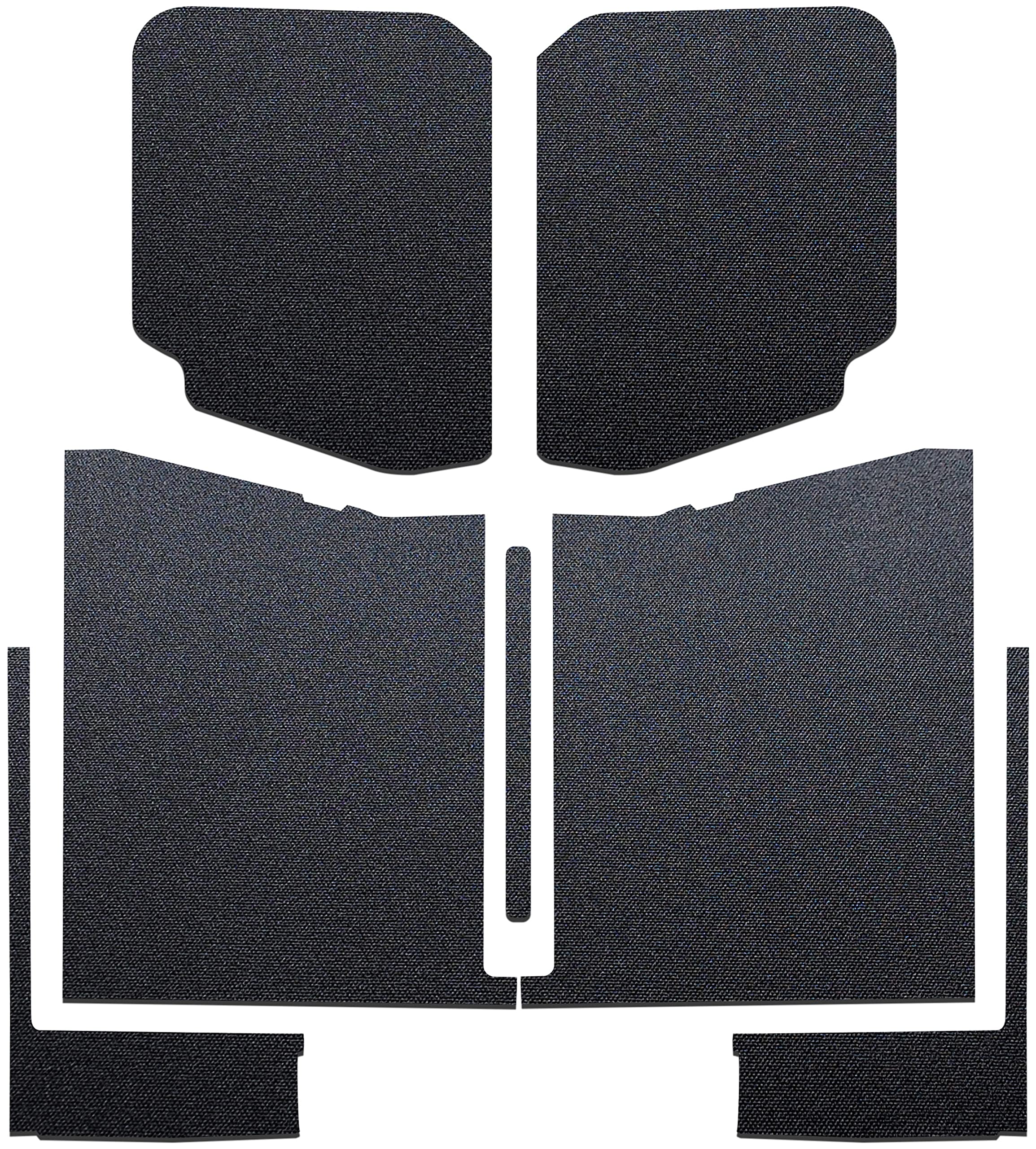 Design Engineering sound deadening headliner panels with a textured finish for quieter Jeep Gladiator cabins.