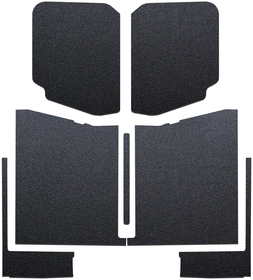 Design Engineering sound deadening headliner panels with a textured finish for quieter Jeep Gladiator cabins.