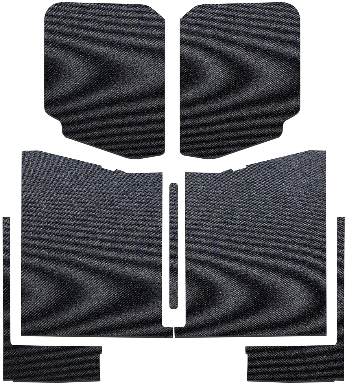 Design Engineering sound deadening headliner panels with a textured finish for quieter Jeep Gladiator cabins.
