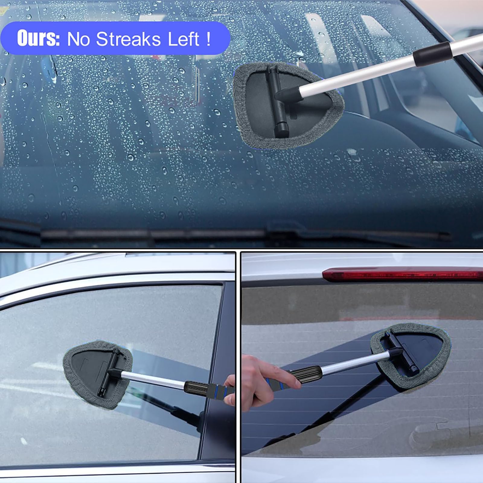Desin windshield cleaning tool ergonomic aluminum design reduces fatigue during cleaning.