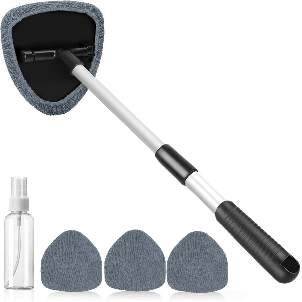 Desin windshield cleaning tool with extendable handle for easy interior reach.