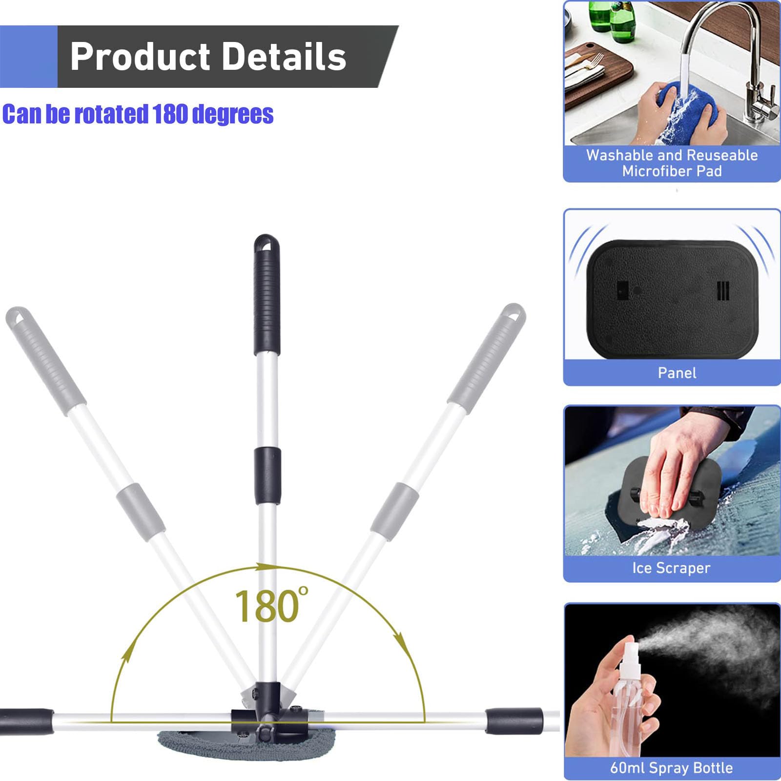 Desin windshield cleaning tool uses washable microfiber pads for repeated use.