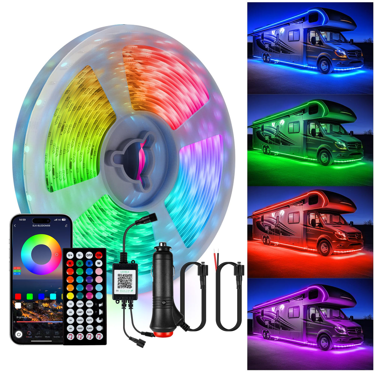 Destlife RV Awning Lights 20ft strip for vibrant exterior ambience for outdoor RV spaces