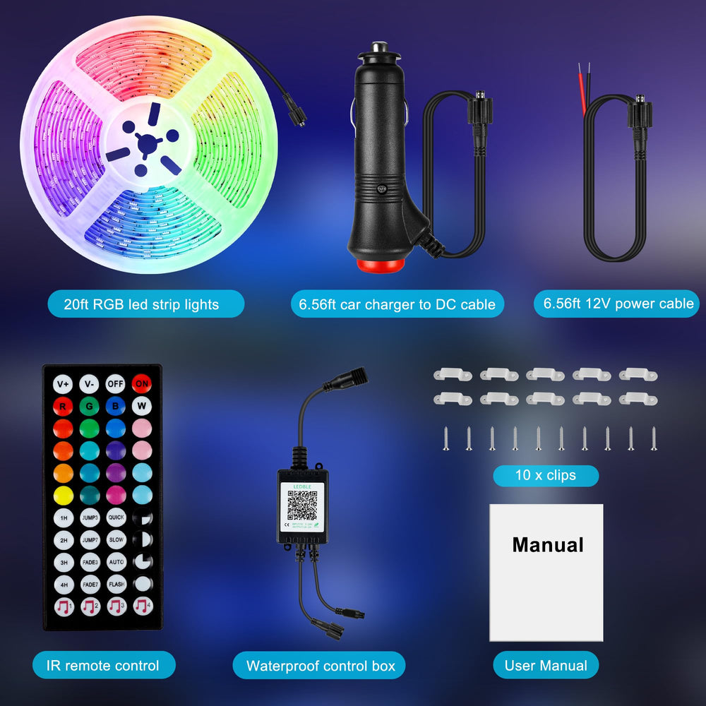Destlife RGB ambient lighting enhances outdoor areas around RVs