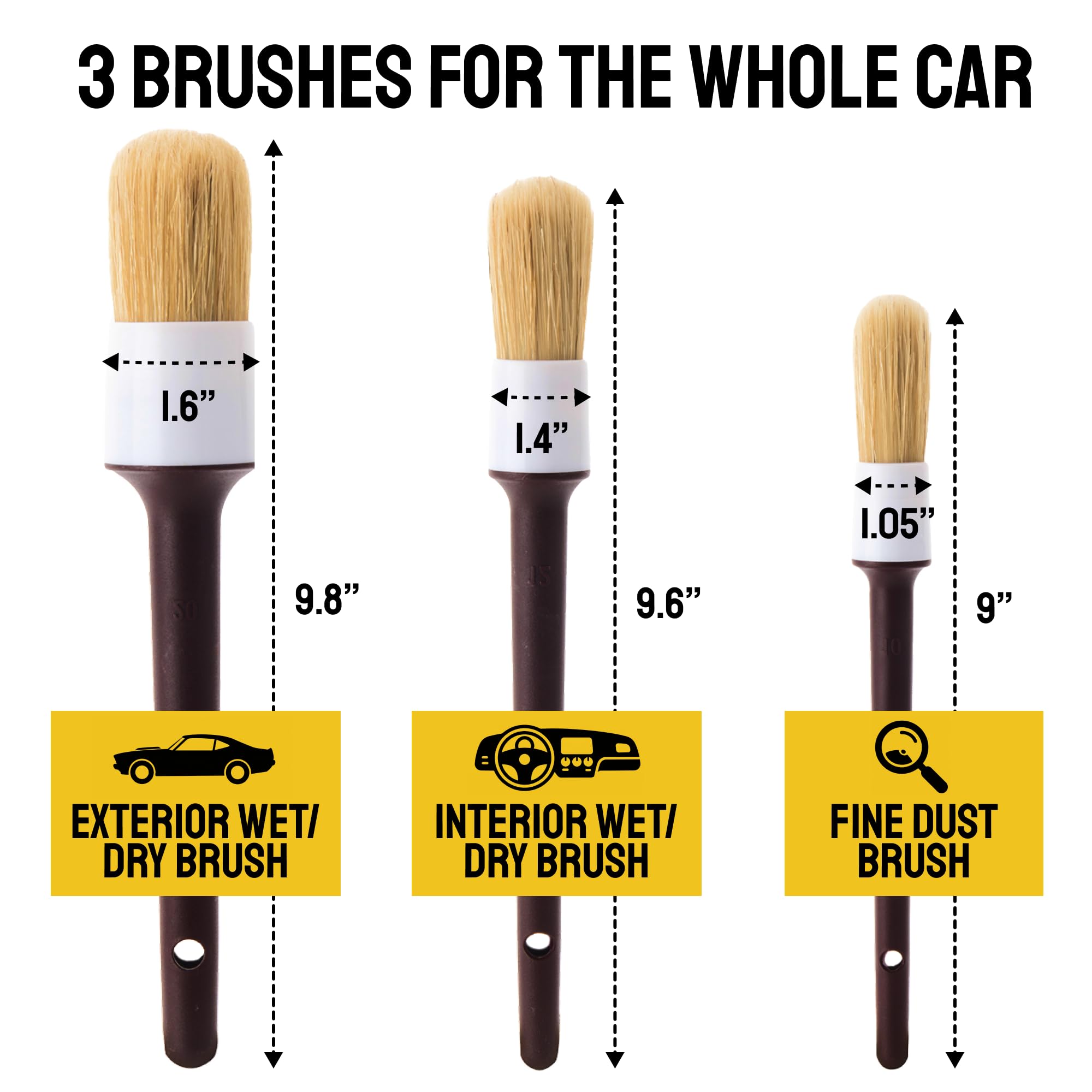 Detail Dudes interior dash cleaning brush reaching tight spaces for dust removal.