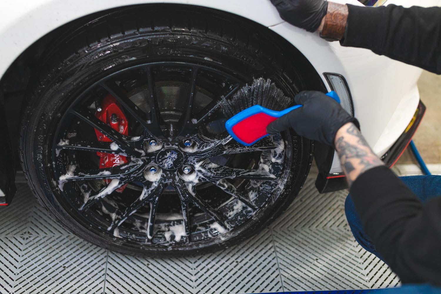 Detail Factory ProGrip Wheel Face Brush illustrating USA designed, patented quality