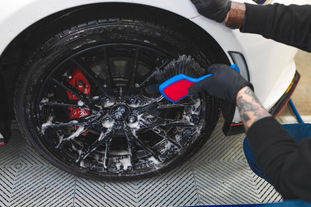 Detail Factory ProGrip Wheel Face Brush illustrating USA designed, patented quality